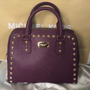 NWT Michael Kors Sandrine Stud Plum Crossbody Bag
